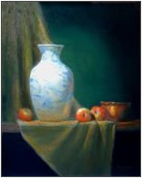 Blue Vase Apples Copper